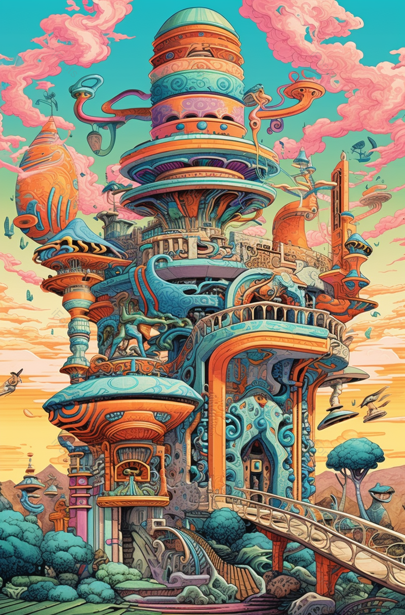 超现实主义画风城市都市未来科幻风格房屋建筑插画,插画/手绘图,插画/手绘图库,插画/手绘图下载,插画/手绘